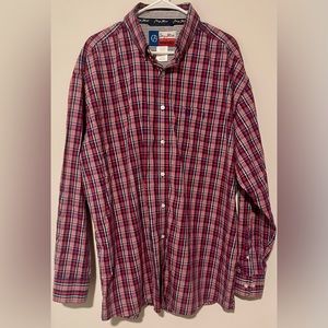 George Strait Wrangler Long Sleeve Western Shirt Blue  & Red Plaid Men's…